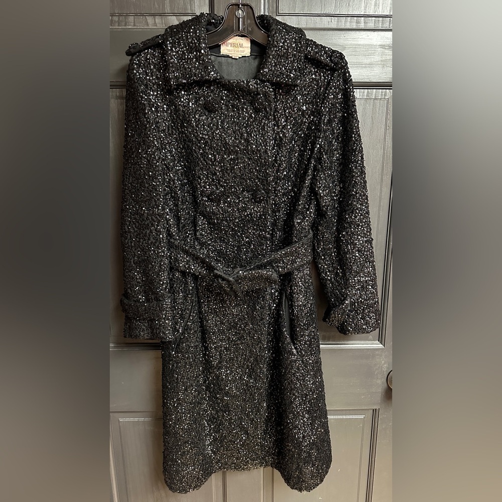 Vintage 50’s-60’s Imperial Imports Wool Sequins Covered Wool Coat Women’s Sz 10